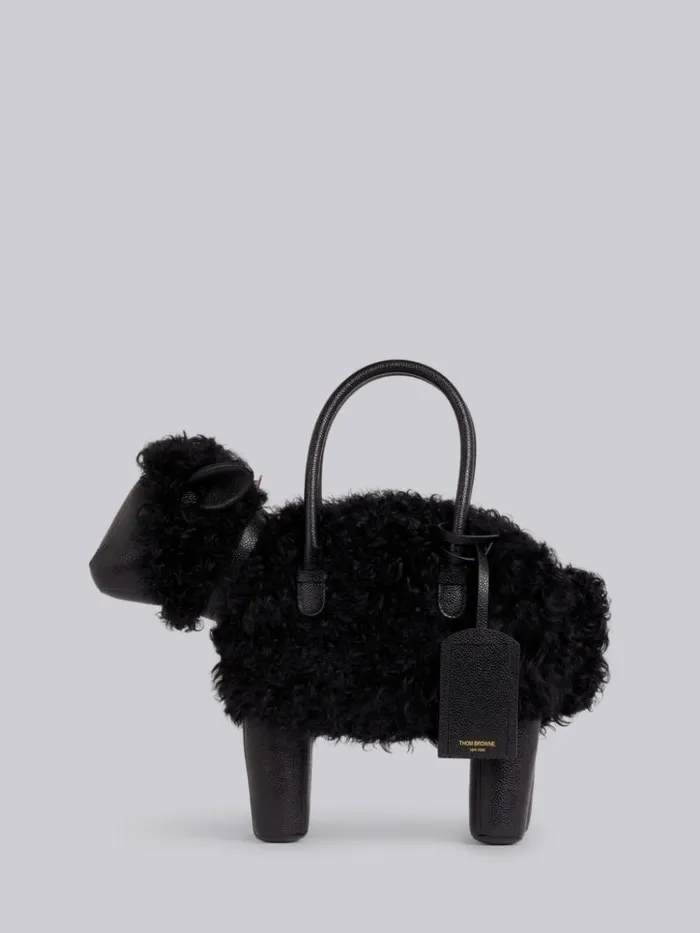 Pebbled Calfskin And Lambskin Covered Sheep Bag Black Men Thom Browne Handbags and Totes Pebbled Calfskin And Lambskin Covered Sheep Bag Black Men Thom Browne Handbags and Totes