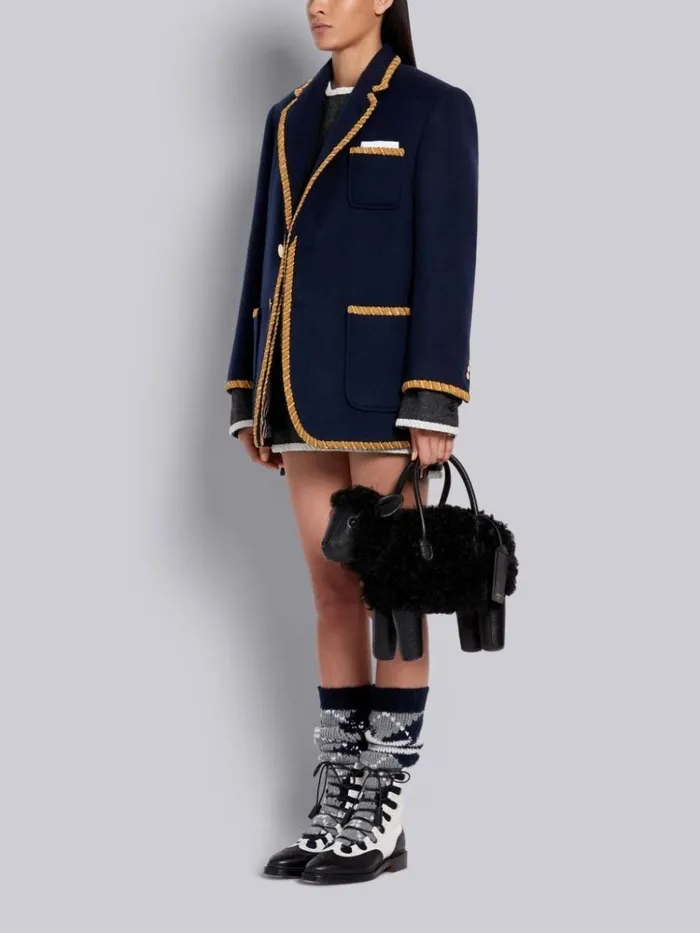 Pebbled Calfskin And Lambskin Covered Sheep Bag Black Men Thom Browne Handbags and Totes