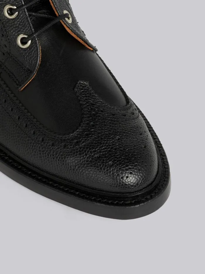 Pebbled Calfskin Mix Longwing Brogue Boot Black Women Thom Browne Boots Pebbled Calfskin Mix Longwing Brogue Boot Black Women Thom Browne Boots
