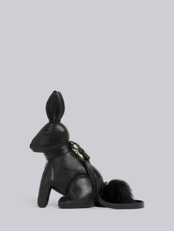 Pebbled Calfskin Small Leather Shoulder Strap Rabbit Bag Black Women Thom Browne Crossbody Bags Pebbled Calfskin Small Leather Shoulder Strap Rabbit Bag Black Women Thom Browne Crossbody Bags
