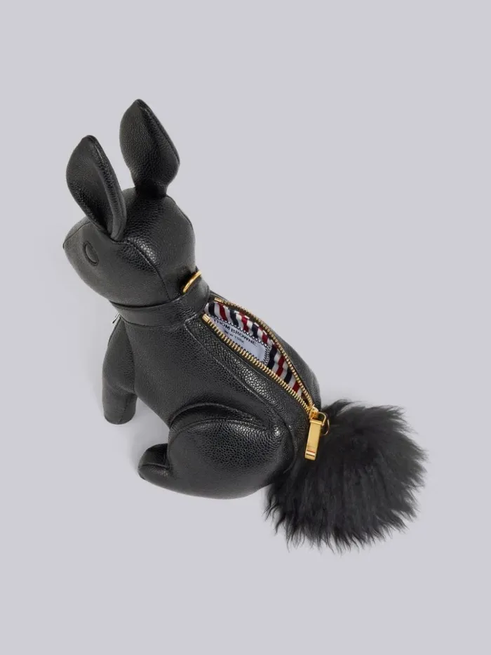 Pebbled Calfskin Small Leather Shoulder Strap Rabbit Bag Black Women Thom Browne Crossbody Bags