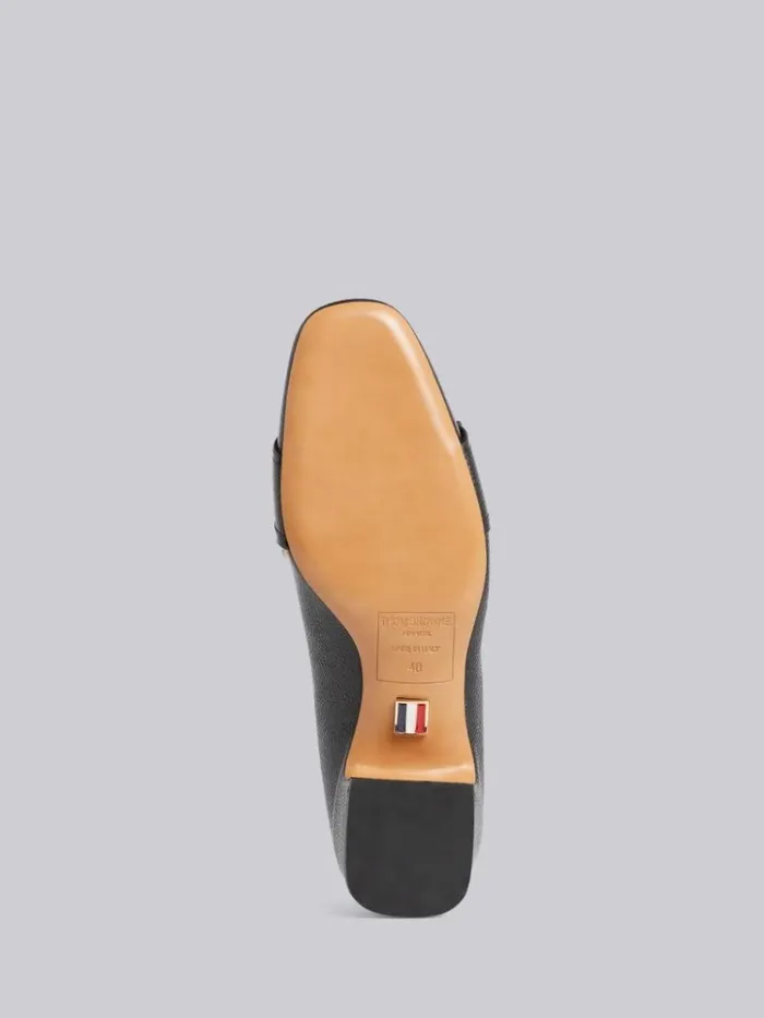 Pebbled Calfskin Tricolor Enamel Strap Loafer Black Women Thom Browne Heels Pebbled Calfskin Tricolor Enamel Strap Loafer Black Women Thom Browne Heels