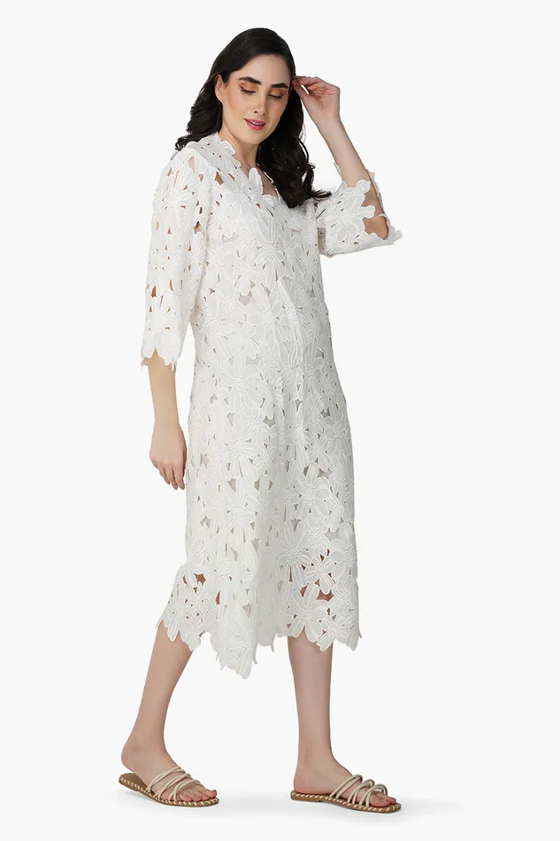 Peral Lace Flower Cover Up Dress Peral Lace Flower Cover Up Dress