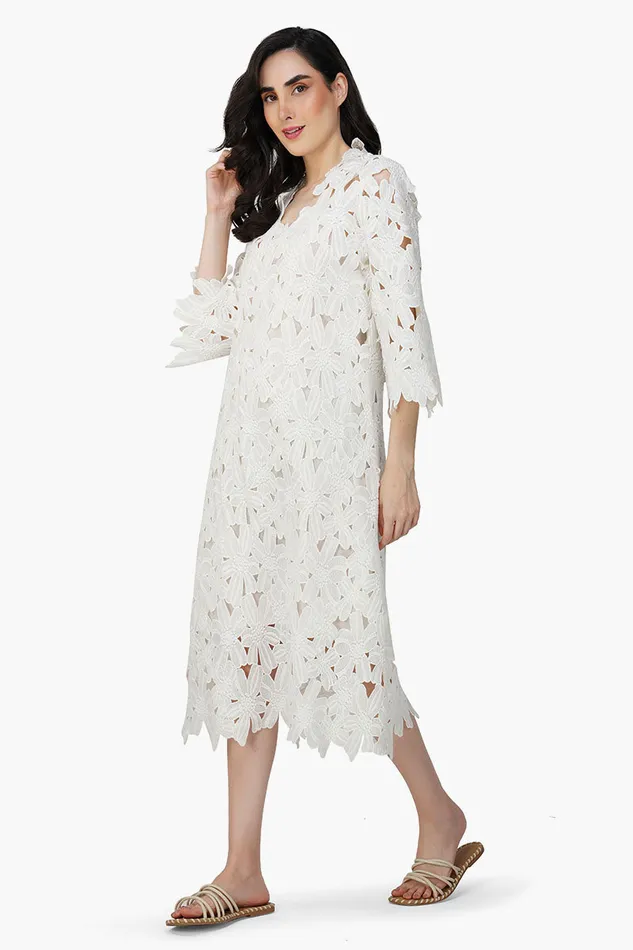 Peral Lace Flower Cover Up Dress Peral Lace Flower Cover Up Dress