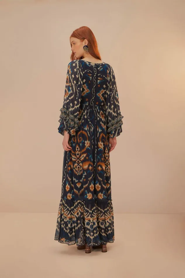 Pineaple Ikat Blue Maxi Dress Women FARM Rio Maxi Dresses Pineaple Ikat Blue Maxi Dress Women FARM Rio Maxi Dresses