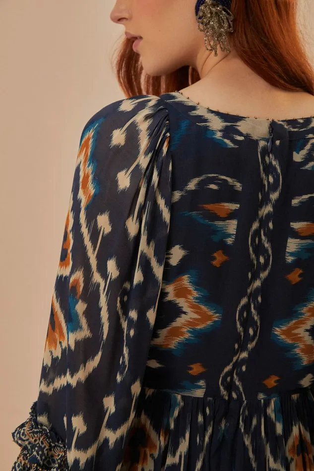 Pineaple Ikat Blue Maxi Dress Women FARM Rio Maxi Dresses Pineaple Ikat Blue Maxi Dress Women FARM Rio Maxi Dresses