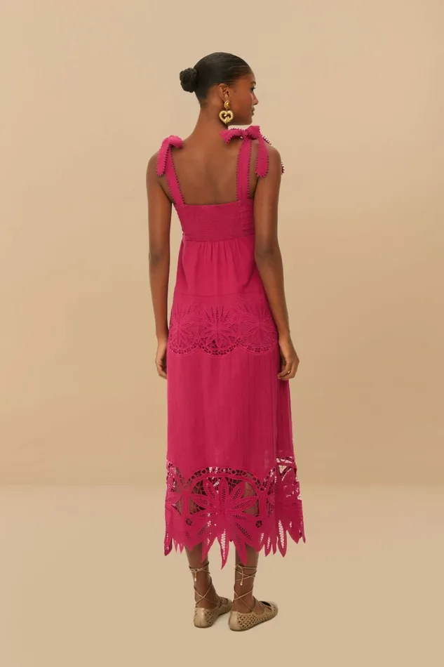 Pink Daisy Embroidered Sleeveless Midi Dress Women FARM Rio Midi Dresses Pink Daisy Embroidered Sleeveless Midi Dress Women FARM Rio Midi Dresses