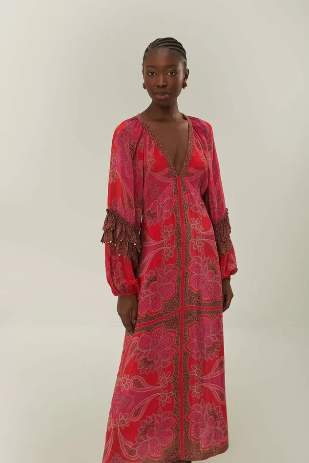 Pink Floral Glam Scarf Maxi Dress Women FARM Rio Maxi Dresses Pink Floral Glam Scarf Maxi Dress Women FARM Rio Maxi Dresses