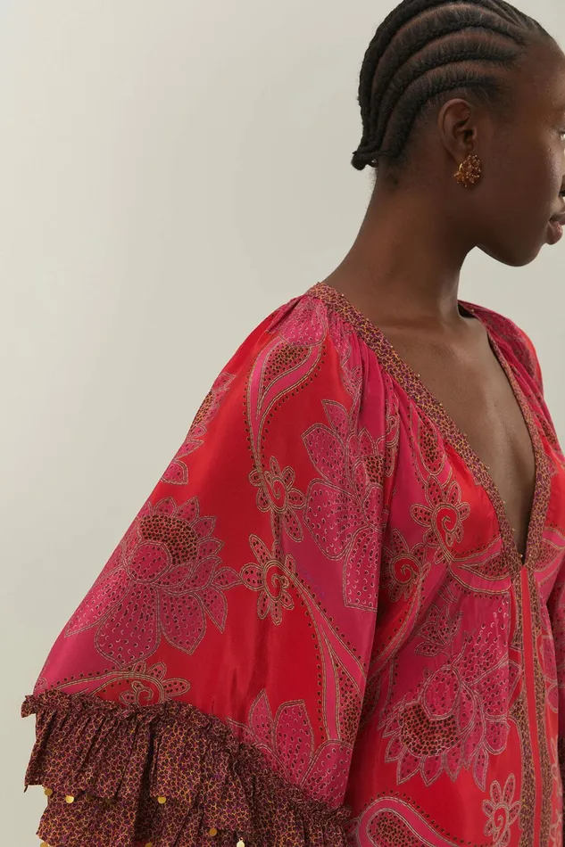 Pink Floral Glam Scarf Maxi Dress Women FARM Rio Maxi Dresses Pink Floral Glam Scarf Maxi Dress Women FARM Rio Maxi Dresses