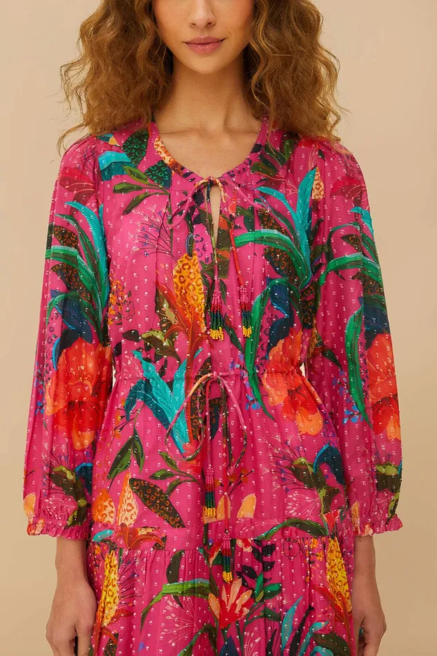 Pink Leopard Flowers Mini Dress Women FARM Rio Mini Dresses Pink Leopard Flowers Mini Dress Women FARM Rio Mini Dresses