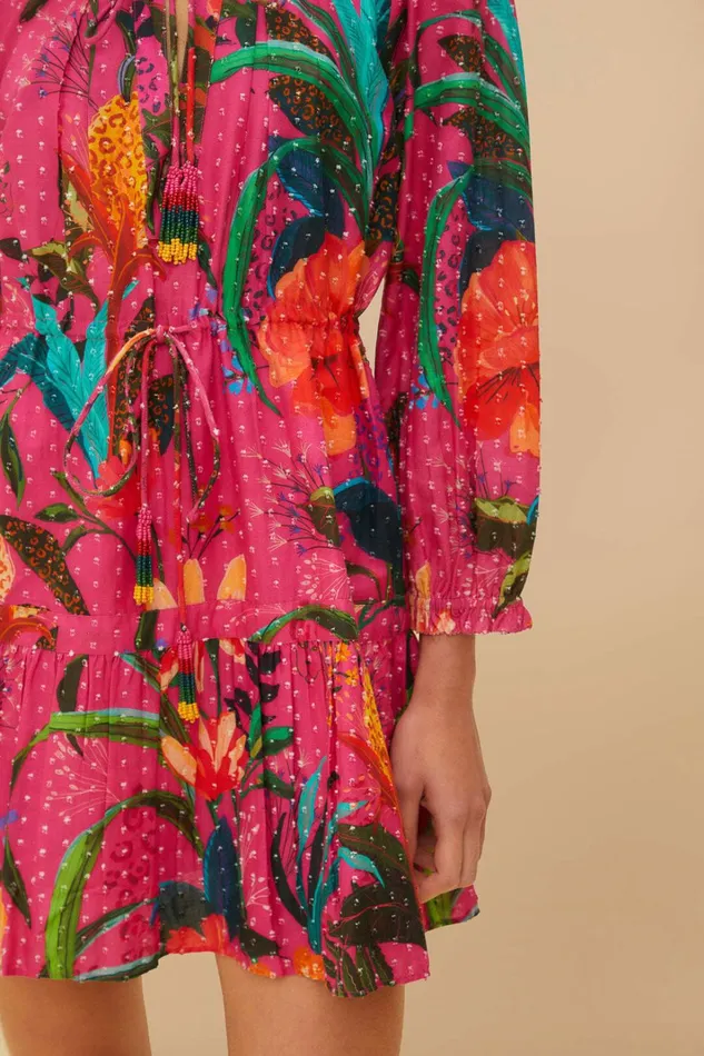 Pink Leopard Flowers Mini Dress Women FARM Rio Mini Dresses Pink Leopard Flowers Mini Dress Women FARM Rio Mini Dresses