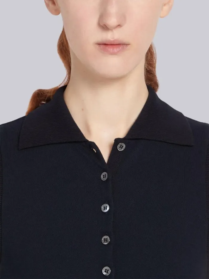 Pique Center Back Rwb Stripe Sleeveless Pleated Tennis Dress Navy Women Thom Browne Dresses