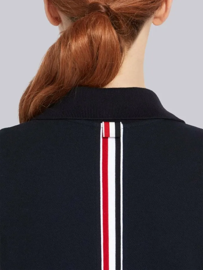Pique Center Back Rwb Stripe Sleeveless Pleated Tennis Dress Navy Women Thom Browne Dresses