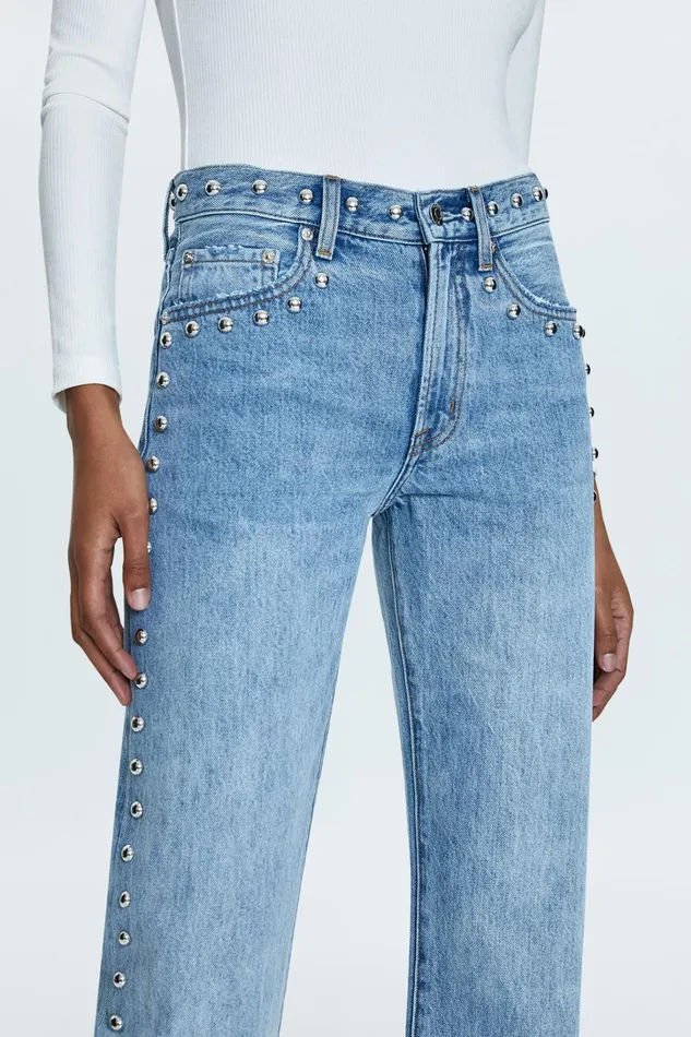 Pistola Denim Denim Women Lexi Mid Rise Bowed Straight Jean 8211 Satellite