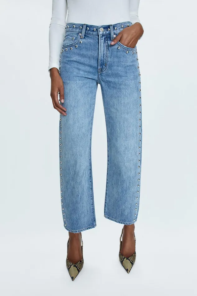 Pistola Denim Denim Women Lexi Mid Rise Bowed Straight Jean 8211 Satellite