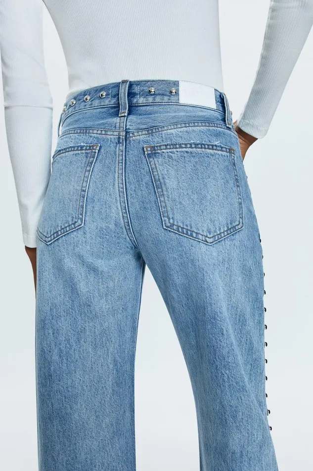 Pistola Denim Denim Women Lexi Mid Rise Bowed Straight Jean 8211 Satellite