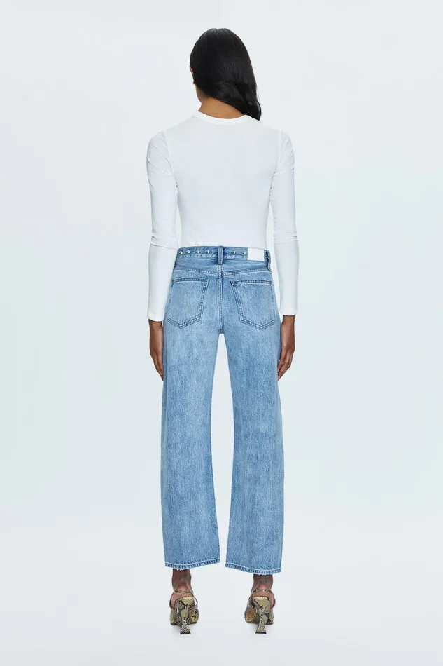 Pistola Denim Denim Women Lexi Mid Rise Bowed Straight Jean 8211 Satellite