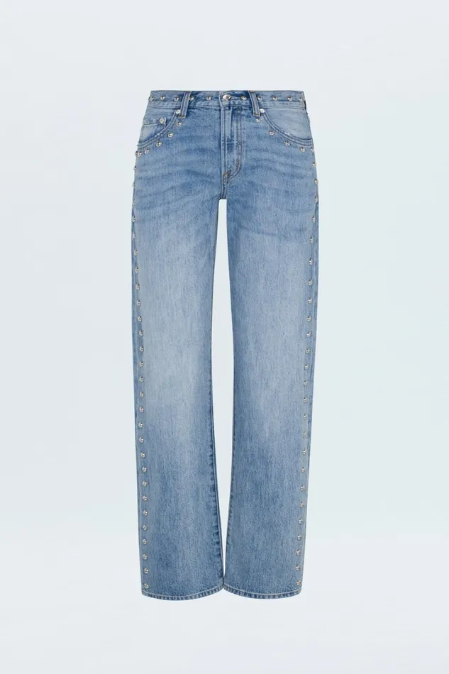 Pistola Denim Denim Women Lexi Mid Rise Bowed Straight Jean 8211 Satellite