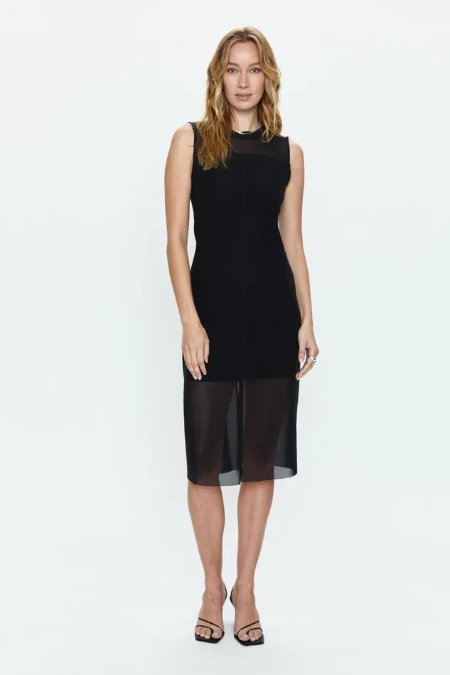 Pistola Denim Dresses Women June Sleeveless Midi Dress 8211 Noir