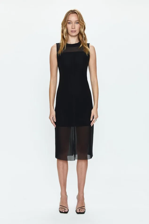Pistola Denim Dresses Women June Sleeveless Midi Dress 8211 Noir