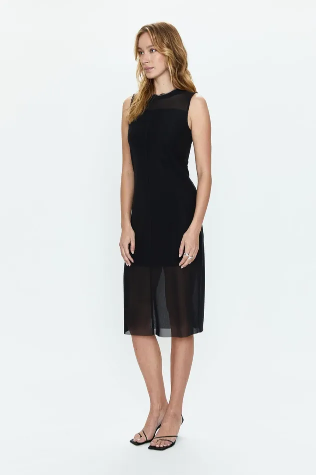 Pistola Denim Dresses Women June Sleeveless Midi Dress 8211 Noir