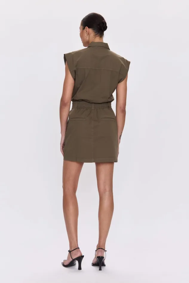 Pistola Denim Dresses Women Rosie Mini Dress Smocked Waist Dress 8211 Dark Olive