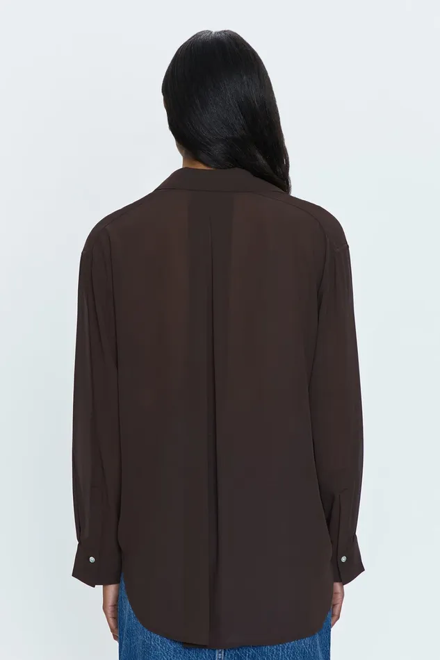 Pistola Denim Tops Women Reese Sheer Shirt 8211 Dark Roast