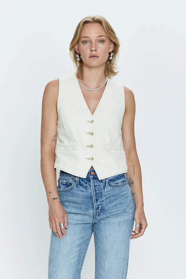 Pistola Denim Tops Women Vero Denim Vest 8211 Ecru
