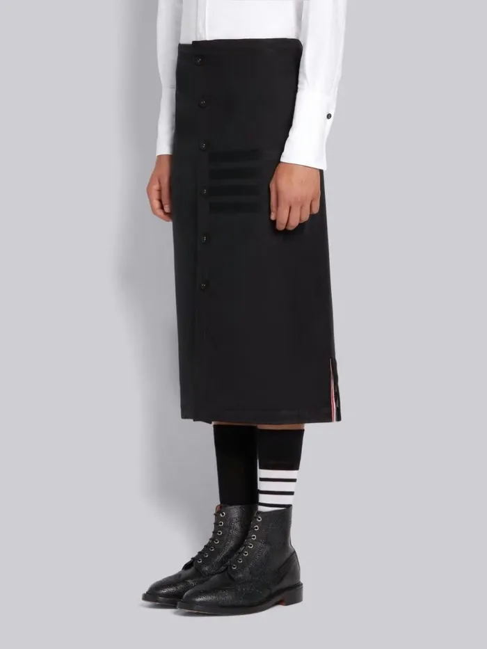 Plain Weave Suiting Cricket Seamed 4bar Lowrise Calf Length Skirt Black Men Thom Browne Trousers