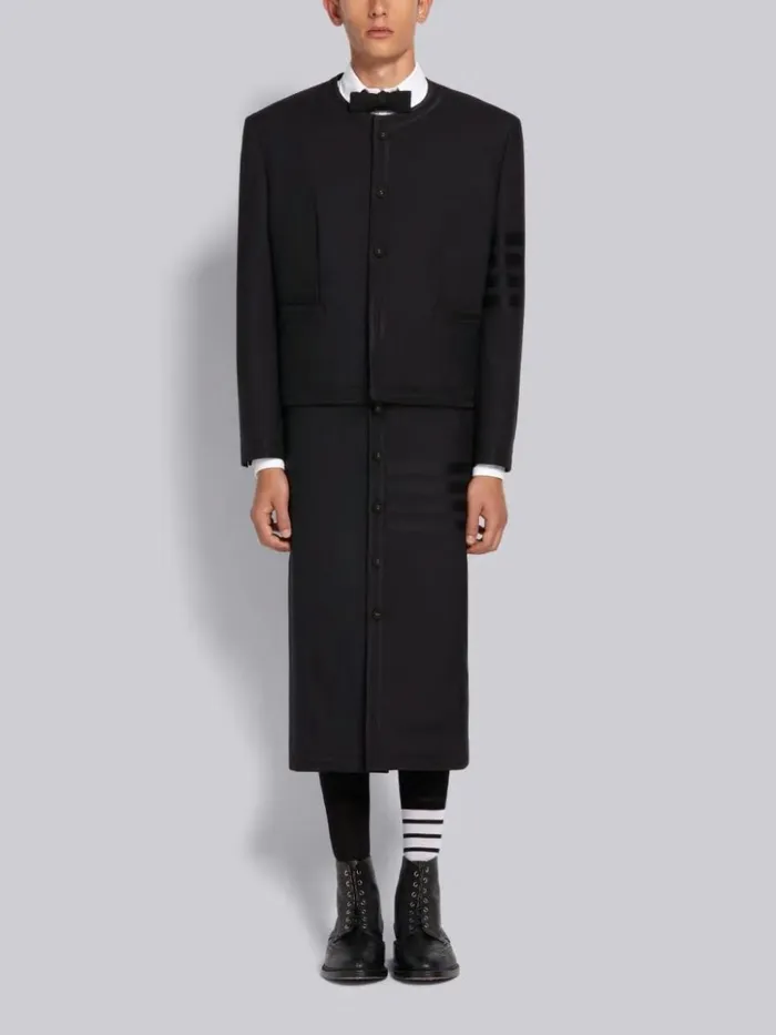 Plain Weave Suiting Cricket Seamed 4bar Lowrise Calf Length Skirt Black Men Thom Browne Trousers