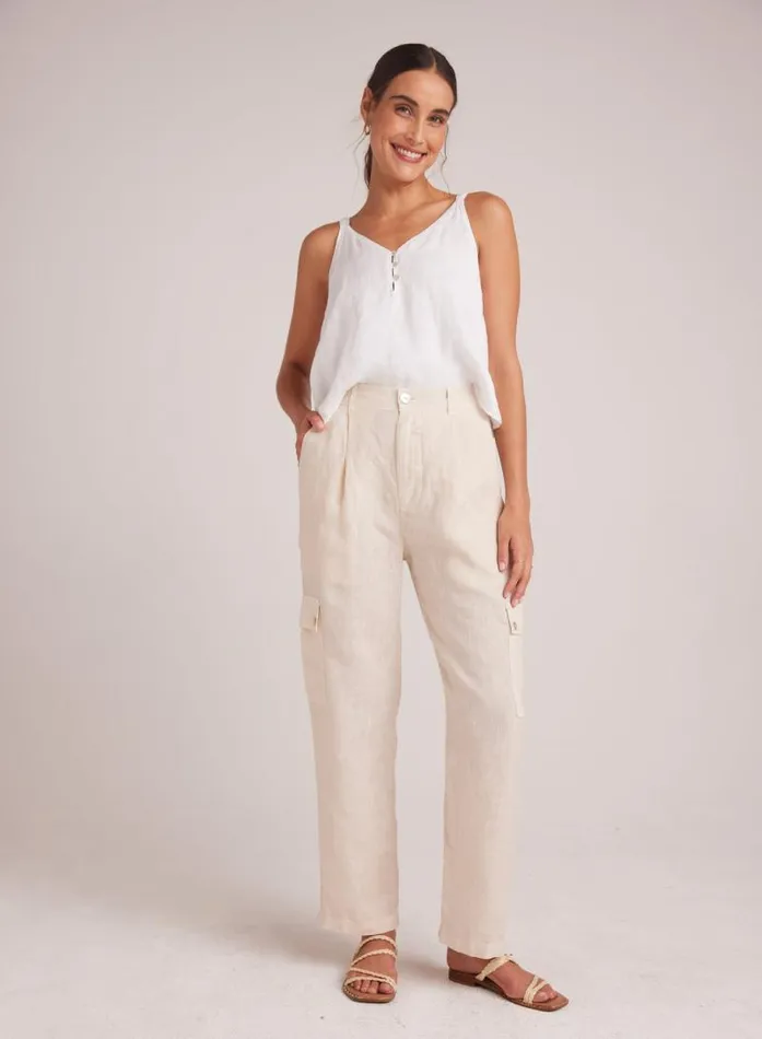 Pleated Linen Cargo Trousers 8211 Samba Tan Women Bella Dahl Pants