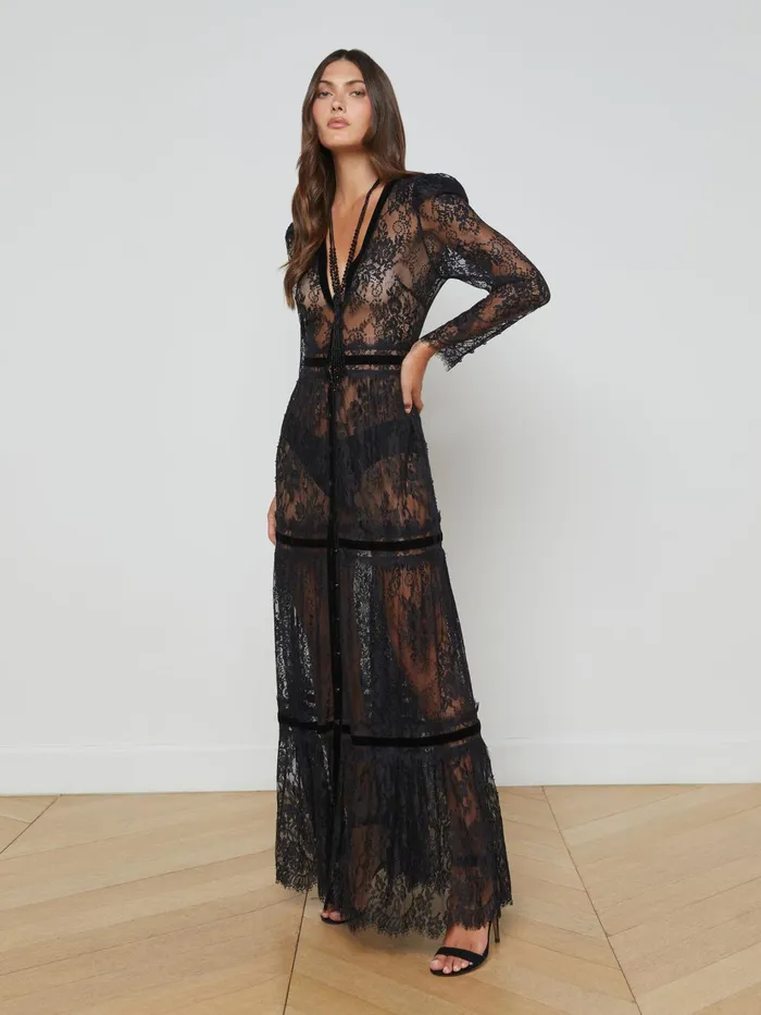 Poe Lace Dress Black Women L039Agence Dresses and Jumpsuits
