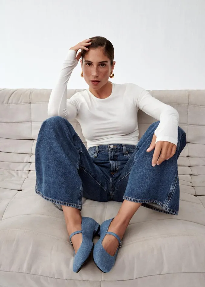 Por Do Sol Denim Blue Denim Ballet Flats Women ALOHAS Ballet Flats