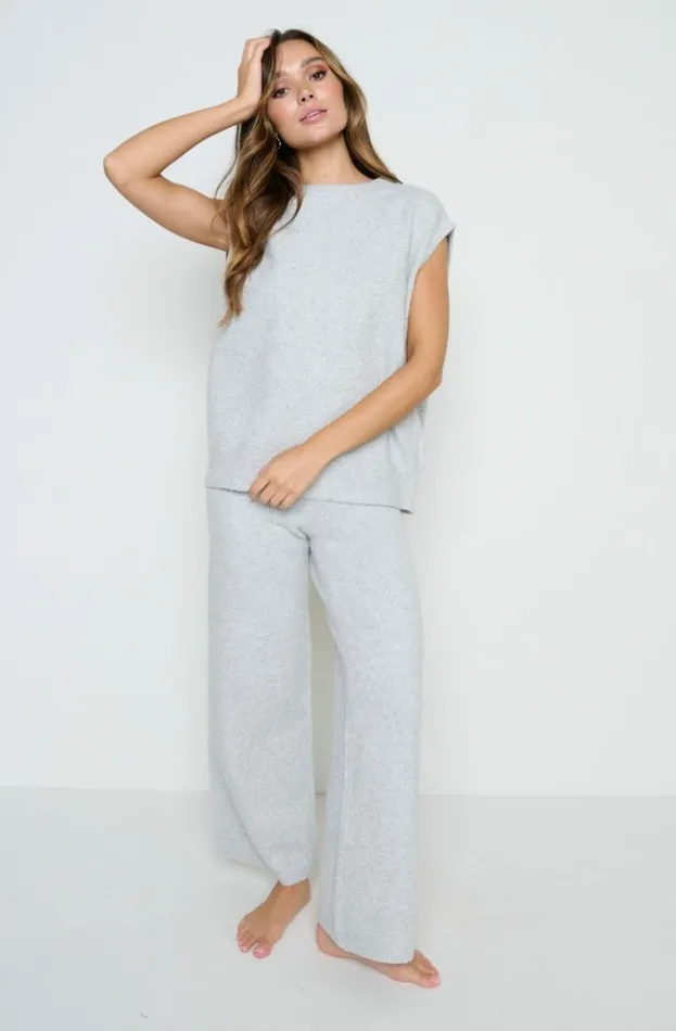 Pretty Lavish Bottoms Millie Knit Trousers Grey 8211 Women