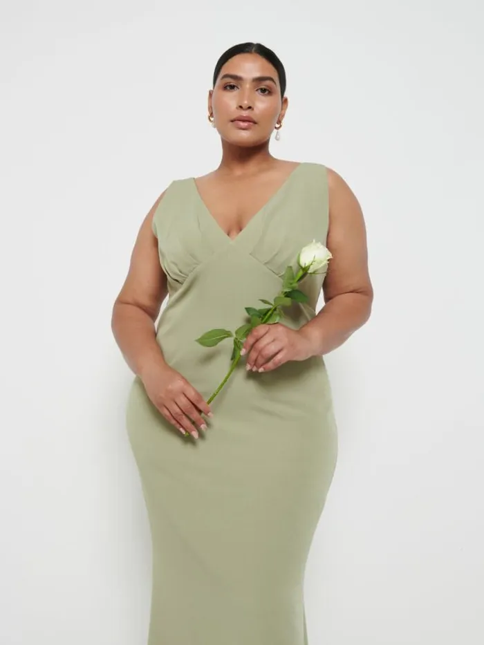 Pretty Lavish Bridesmaid Dresses Esmee Crepe Maxi Bridesmaid Dress Curve Olive 8211 Women