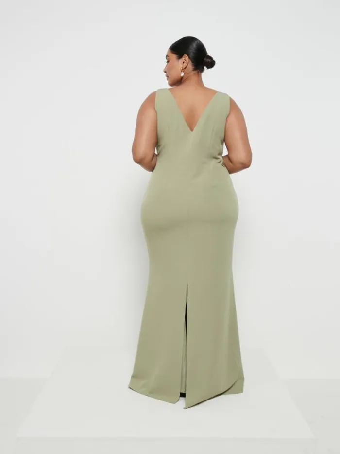 Pretty Lavish Bridesmaid Dresses Esmee Crepe Maxi Bridesmaid Dress Curve Olive 8211 Women