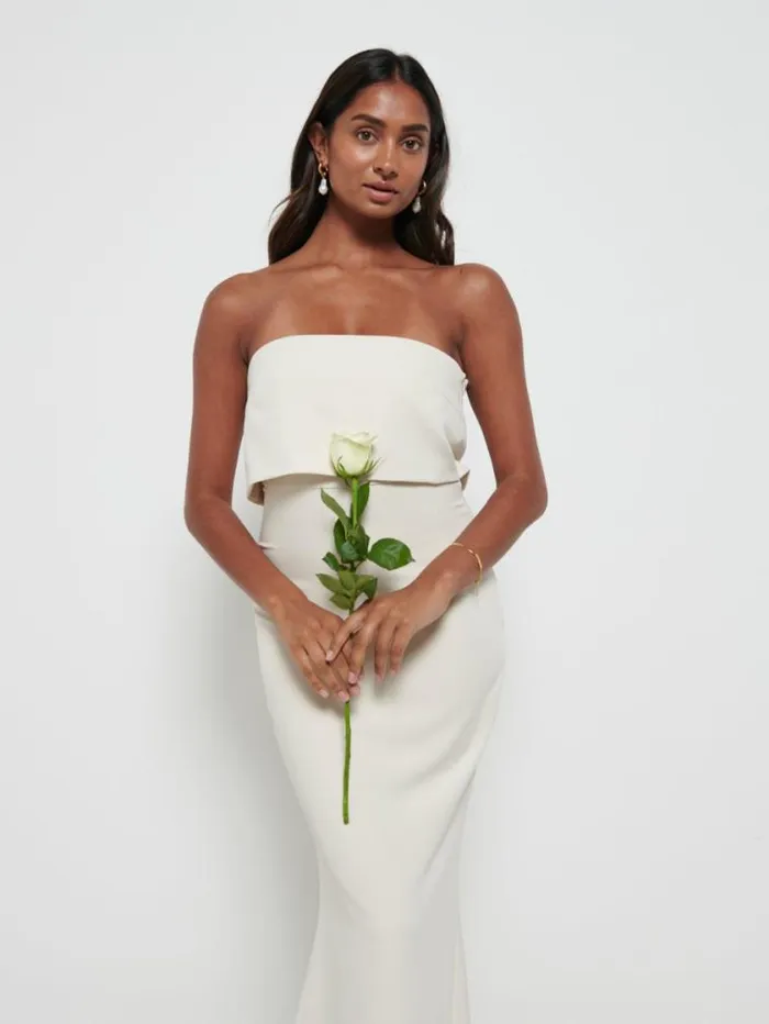 Pretty Lavish Bridesmaid Dresses Julia Crepe Maxi Bridesmaid Dress Champagne 8211 Women