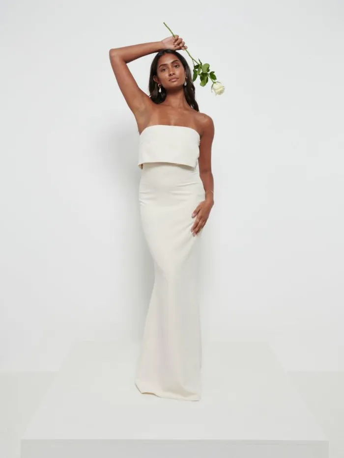 Pretty Lavish Bridesmaid Dresses Julia Crepe Maxi Bridesmaid Dress Champagne 8211 Women