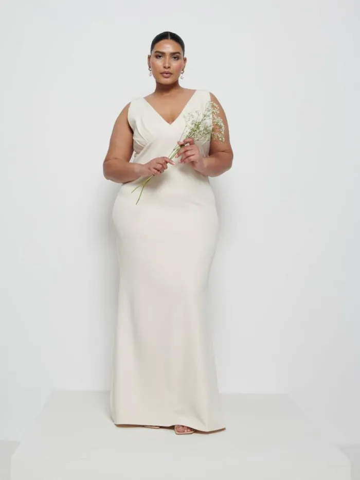 Pretty Lavish Crepe Bridesmaid Dresses Esmee Crepe Maxi Bridesmaid Dress Curve Champagne 8211 Women