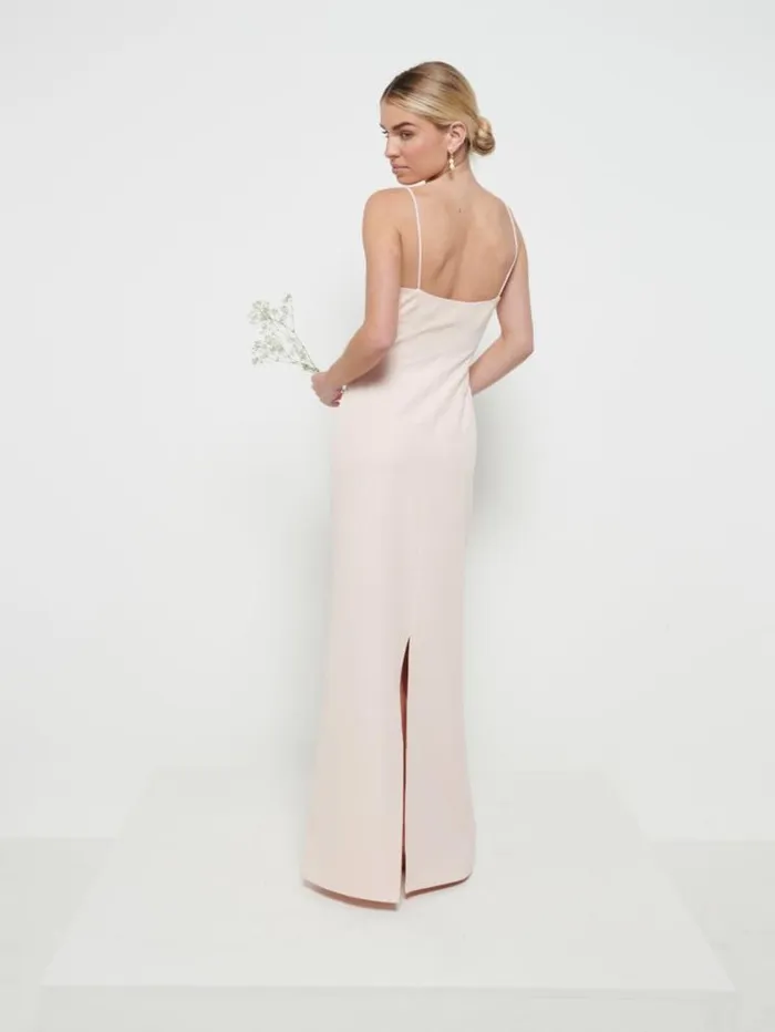 Pretty Lavish Crepe Bridesmaid Dresses Tillie VNeck Maxi Bridesmaid Dress Blush 8211 Women