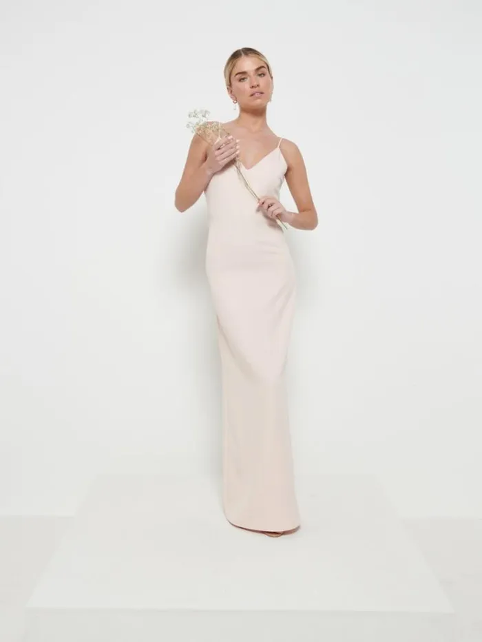 Pretty Lavish Crepe Bridesmaid Dresses Tillie VNeck Maxi Bridesmaid Dress Blush 8211 Women