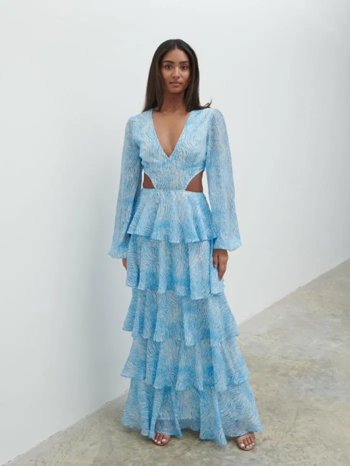 Pretty Lavish Dresses Ashton Cut Out Maxi Dress Blue Swirl 8211 Women
