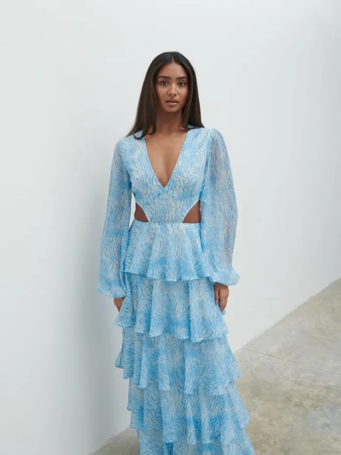Pretty Lavish Dresses Ashton Cut Out Maxi Dress Blue Swirl 8211 Women
