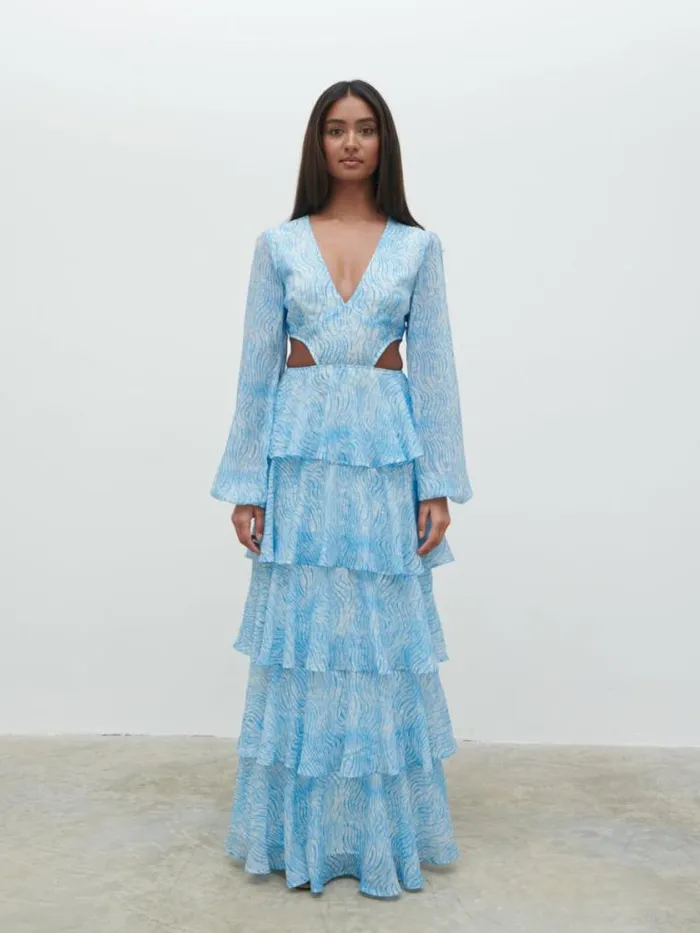 Pretty Lavish Dresses Ashton Cut Out Maxi Dress Blue Swirl 8211 Women