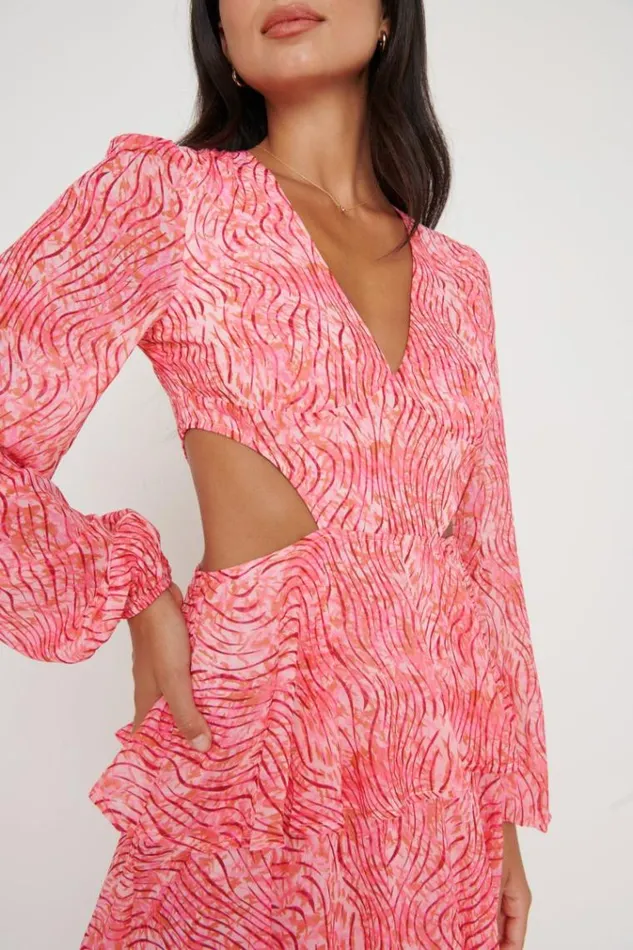 Pretty Lavish Dresses Ashton Cut Out Maxi Dress Coral Swirl 8211 Women
