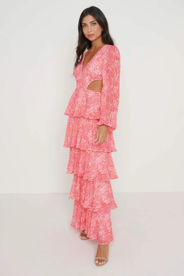 Pretty Lavish Dresses Ashton Cut Out Maxi Dress Coral Swirl 8211 Women