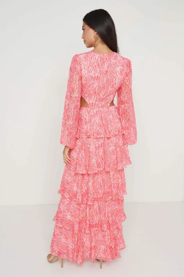 Pretty Lavish Dresses Ashton Cut Out Maxi Dress Coral Swirl 8211 Women