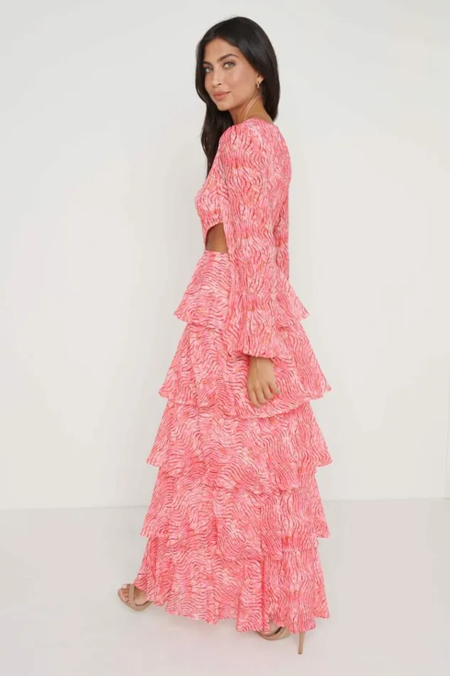 Pretty Lavish Dresses Ashton Cut Out Maxi Dress Coral Swirl 8211 Women