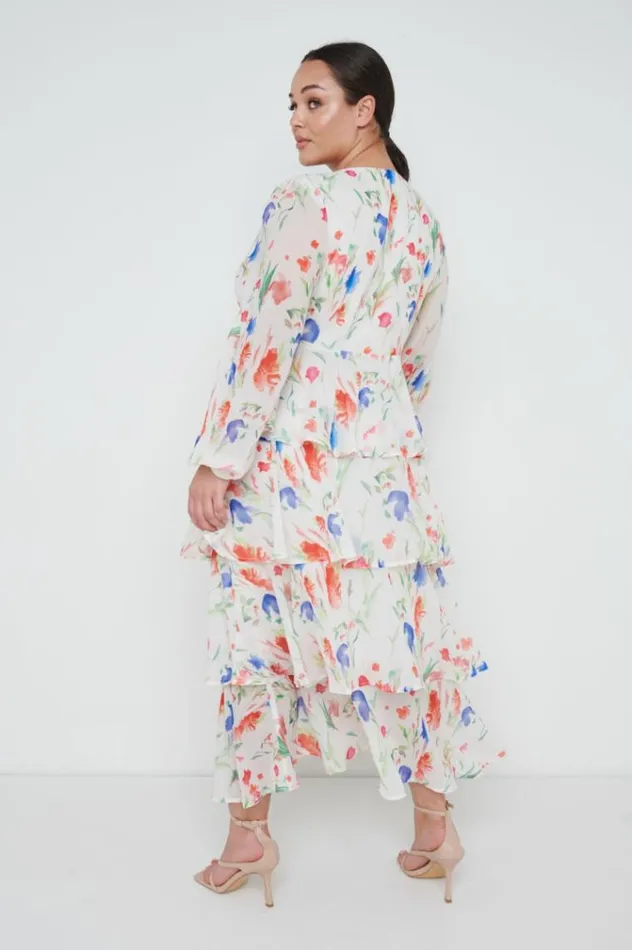 Pretty Lavish Dresses Ashton Ruffle Midi Dress Curve Dainty Floral 8211 Women
