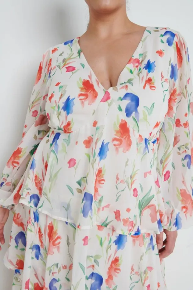 Pretty Lavish Dresses Ashton Ruffle Midi Dress Curve Dainty Floral 8211 Women